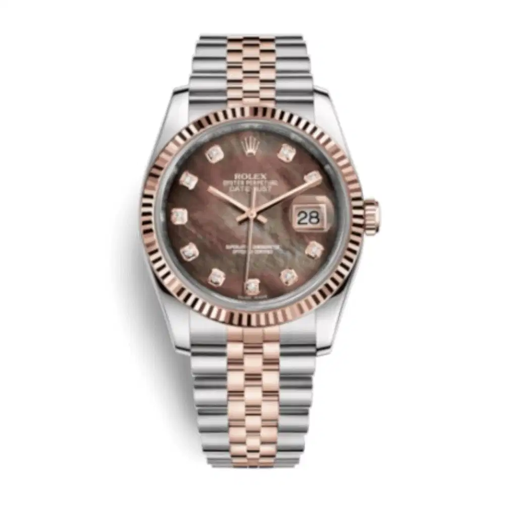 Rolex Datejust Mens 36 Diamonds Dark MOP Dial 18k Ross Gold Jubilee