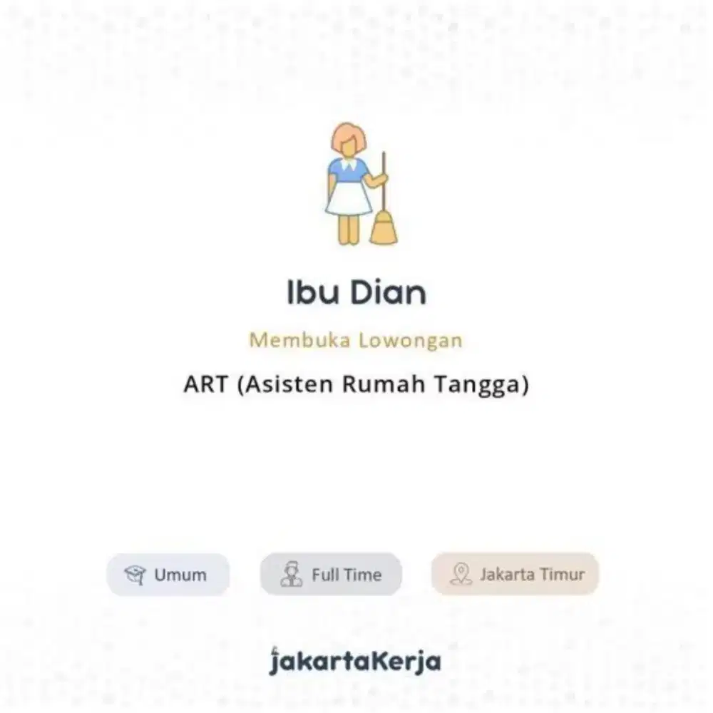 Lowongan ART Langsung ke majikan