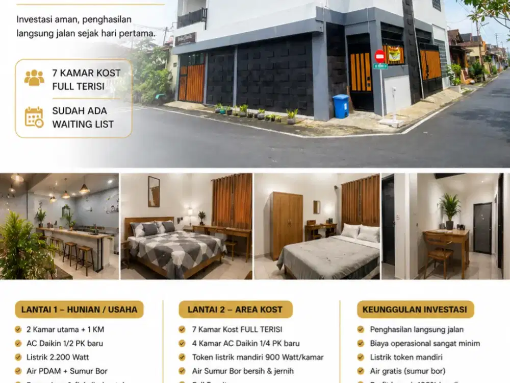 DIJUAL KOS-KOSAN FULL FURNISHED + ISI SIAP PASSIVE INCOME DEKAT KAMPUS UNTIDAR
