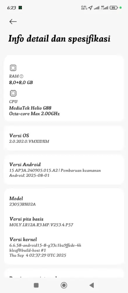 Xiaomi redmi 12 ram 8+8 memori 256gb hp carger aja