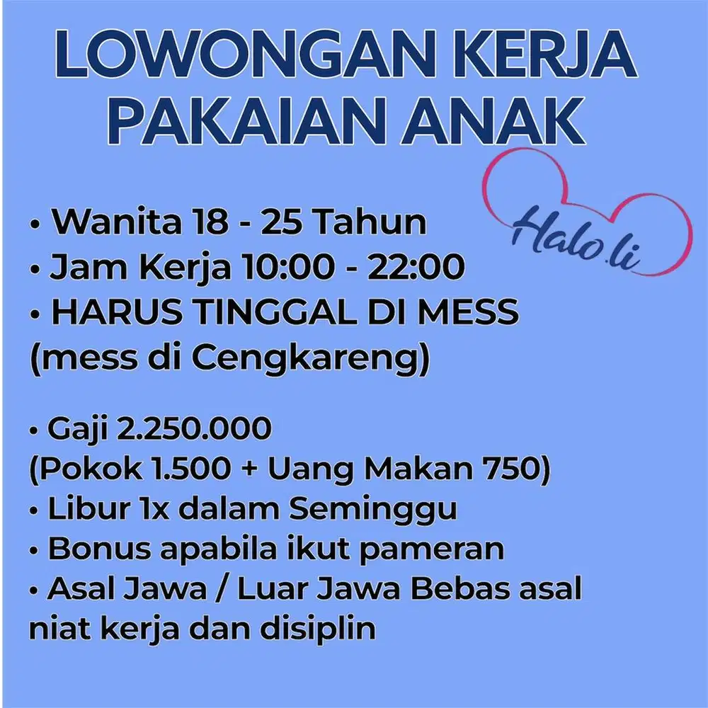 SPG BAJU ANAK WAJIB TINGGAL MESS SERIUS
