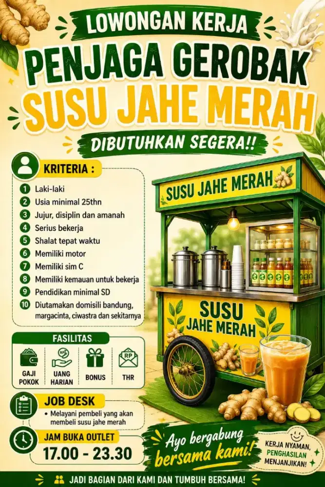 Penjaga gerobak susu jahe merah