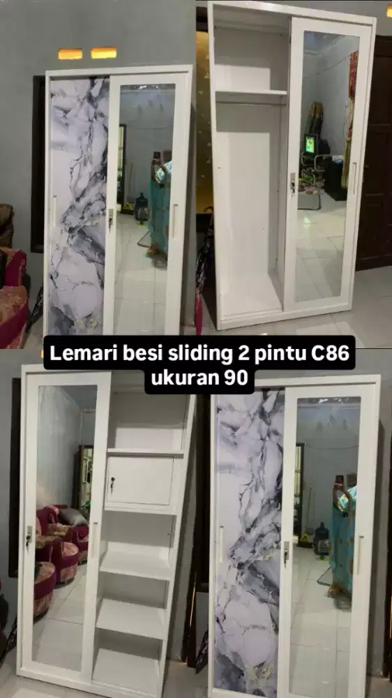 Lemari pakaian besi 2 pintu import