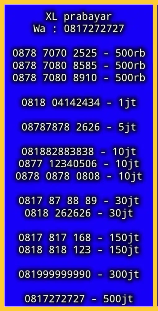 NOMOR CANTIK XL prabayar