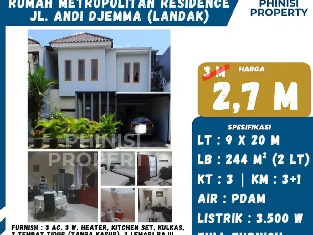 Rumah Tengah Kota di Metropolitan Residence Jalan Andi Djemma