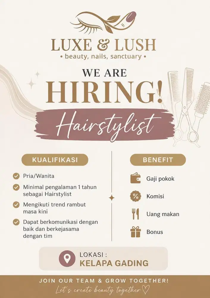 Lowongan kerja - Hair Stylist Kelapa Gading
