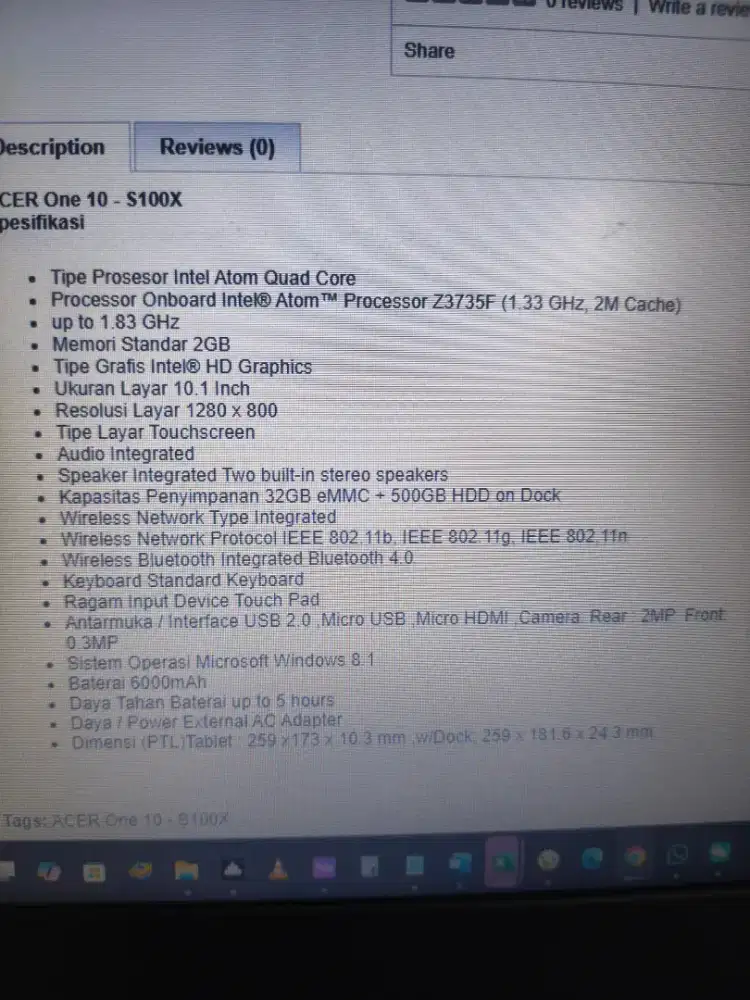 Laptop ACER One 10s100x (Unit Only)