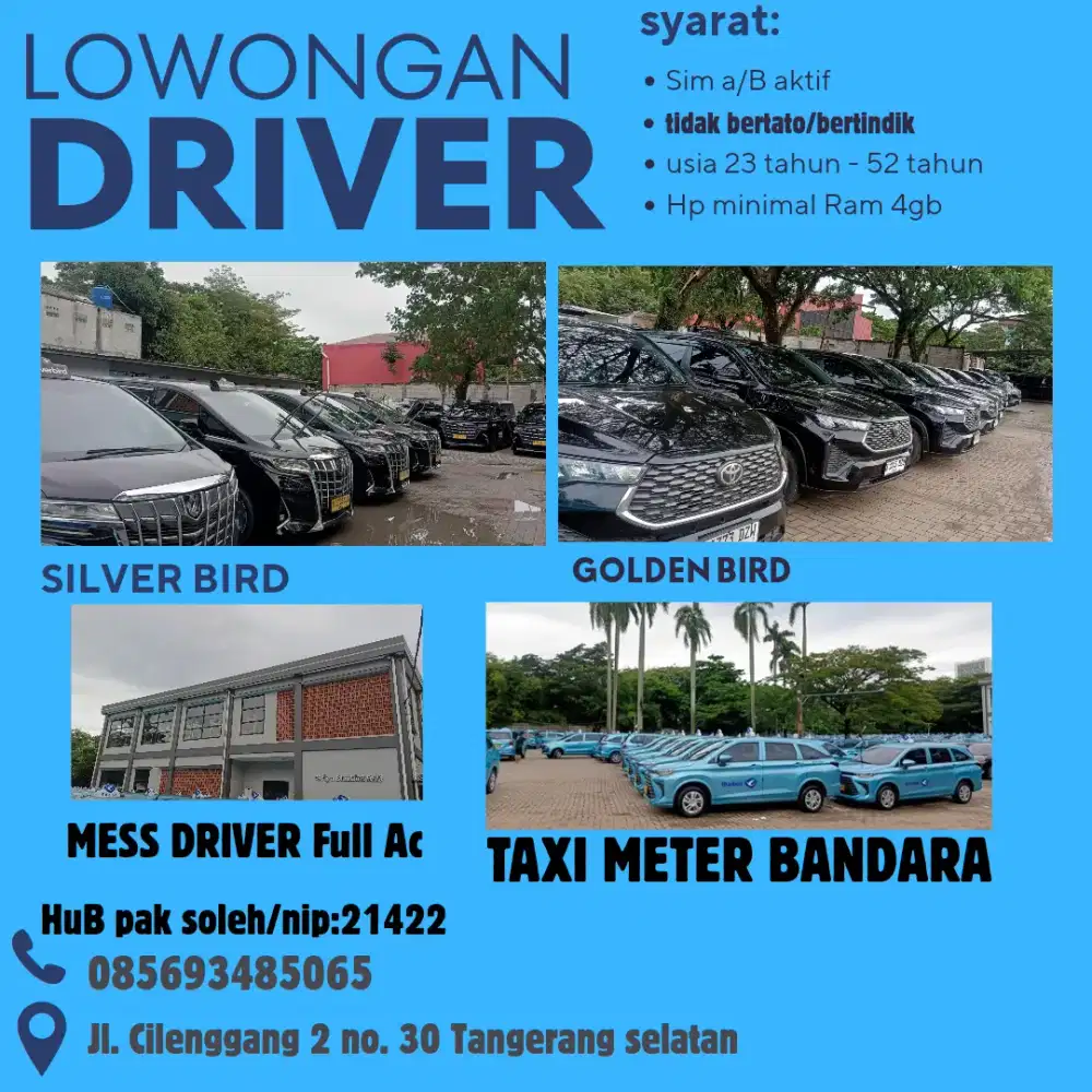 Di butuhkan Driver Rental & Bandara