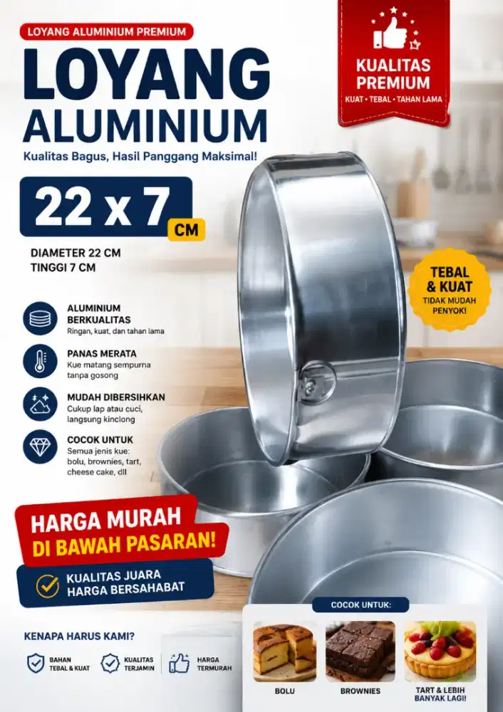 Loyang aluminium 22x7 harga murah kualitas tidak murahan