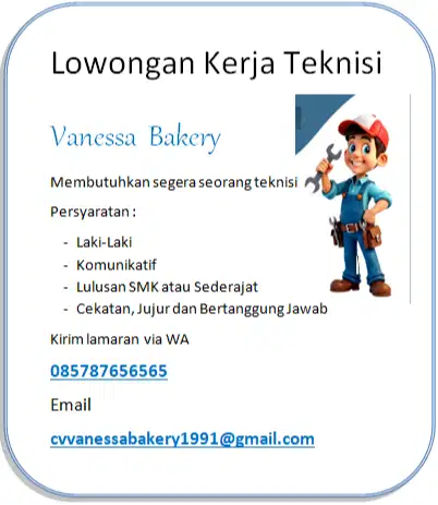 Di butuhkan segera Teknisi
