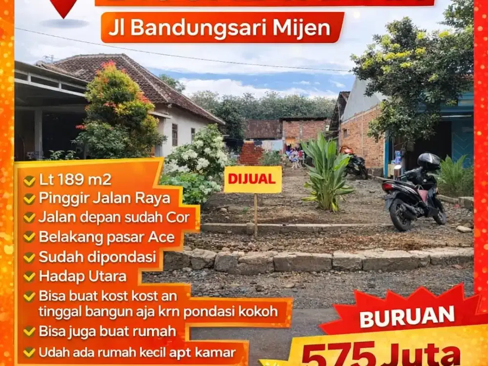 Tanah murah jl bandungsari raya mijen luas 189m2