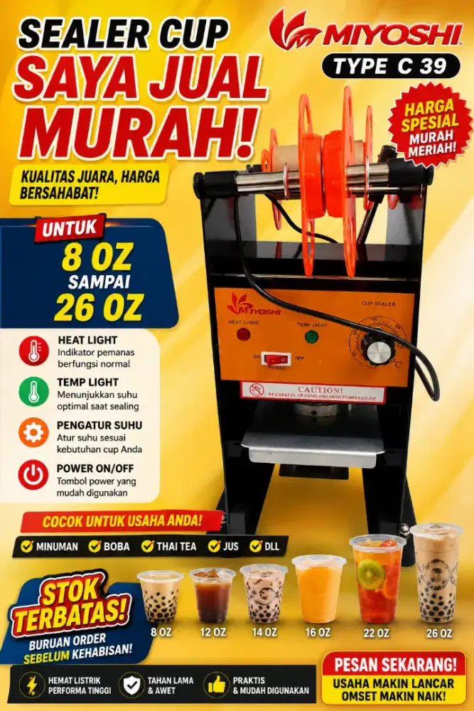Sealer  cup gelas plastik murah full fungsi