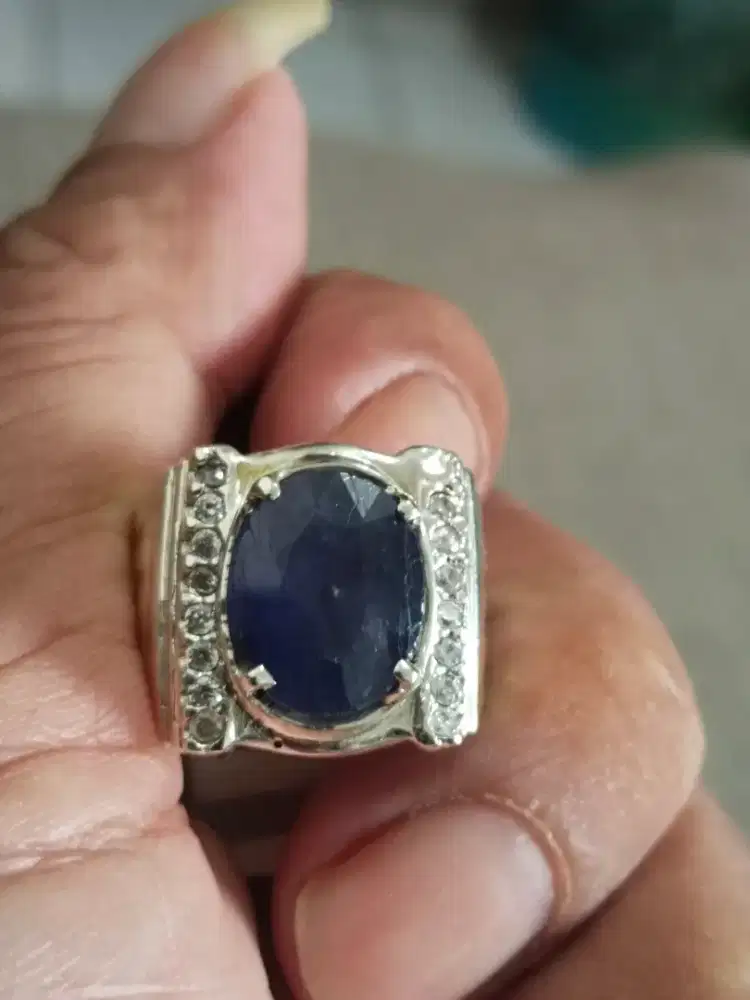 Cincin Blue Safir Afrika Ring Perak