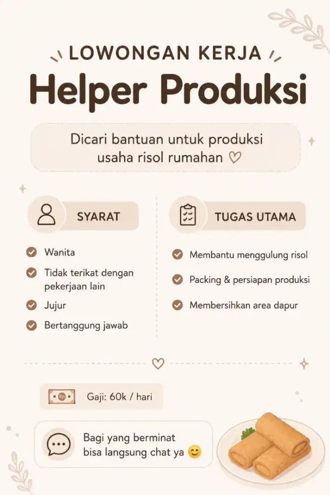 Dibutuhkan Pekerja