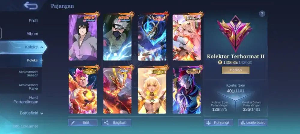 AKUN ML GS LEGEND/CC AMON/SASUJE/KAKASHI/GUIN ASPIRANT/PRIME M4/M6/DLL