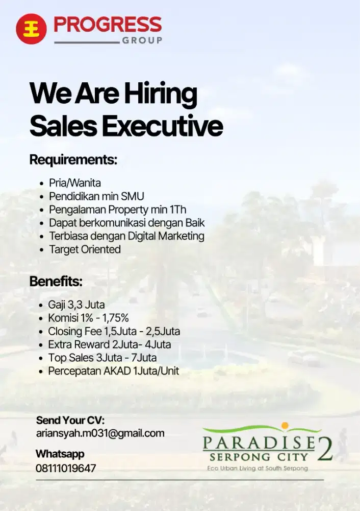 Di Butuhkan Sales Executive