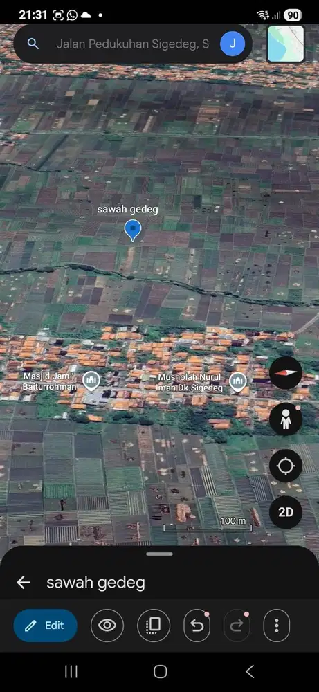 Dijual Tanah 3 Blok Sawah  Talang Kidul Desa SiGedeg seluas 35.322 M²