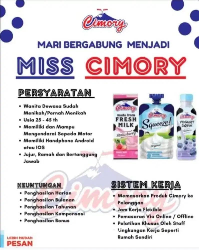Loker Sales Miss Cimory Cisoka