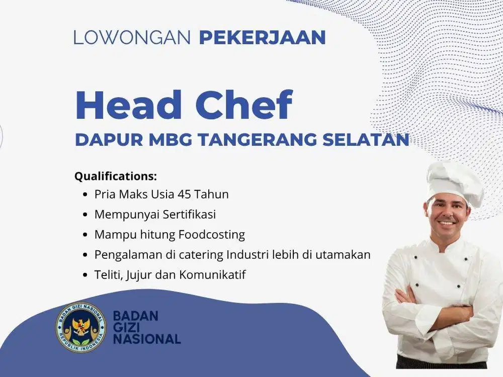 Di butuhkan Head Chef