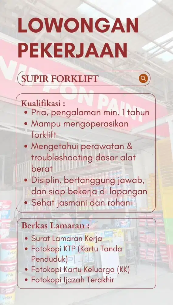 LOWONGAN SUPIR FORKLIFT