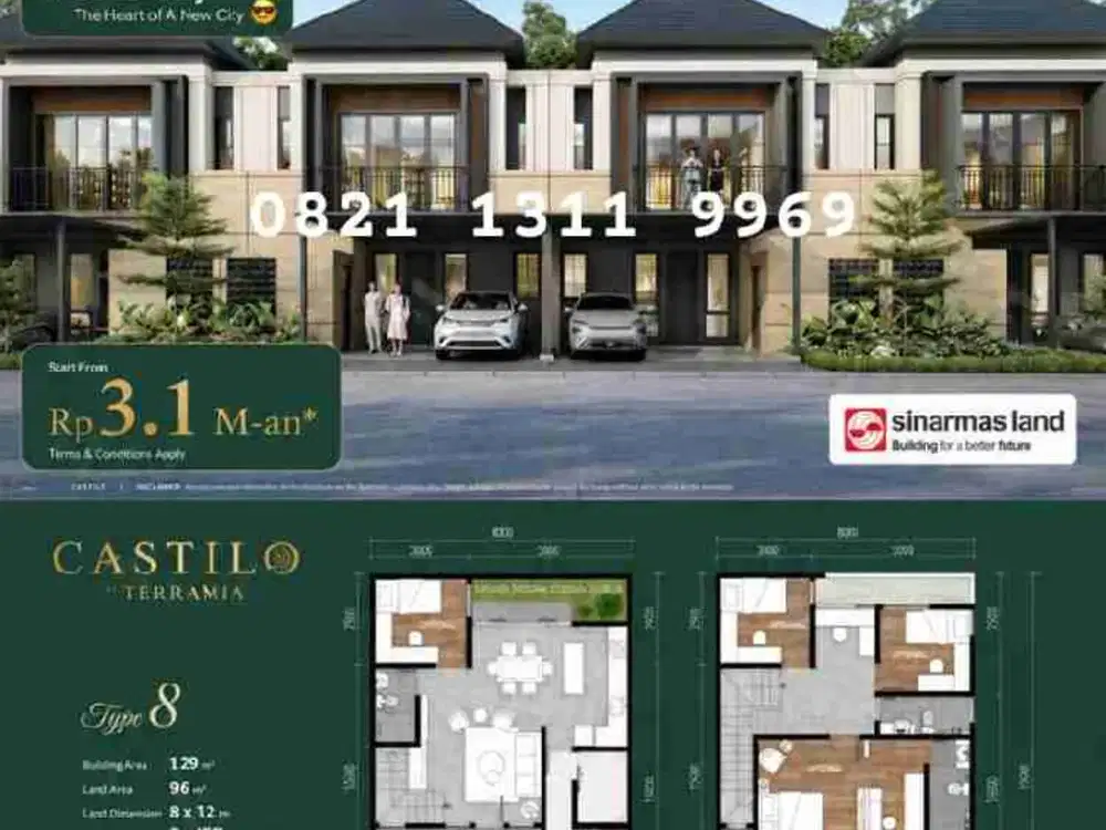 Rumah Mewah dekat AEON Mall BSD ukuran 8x12 Castilo BSD