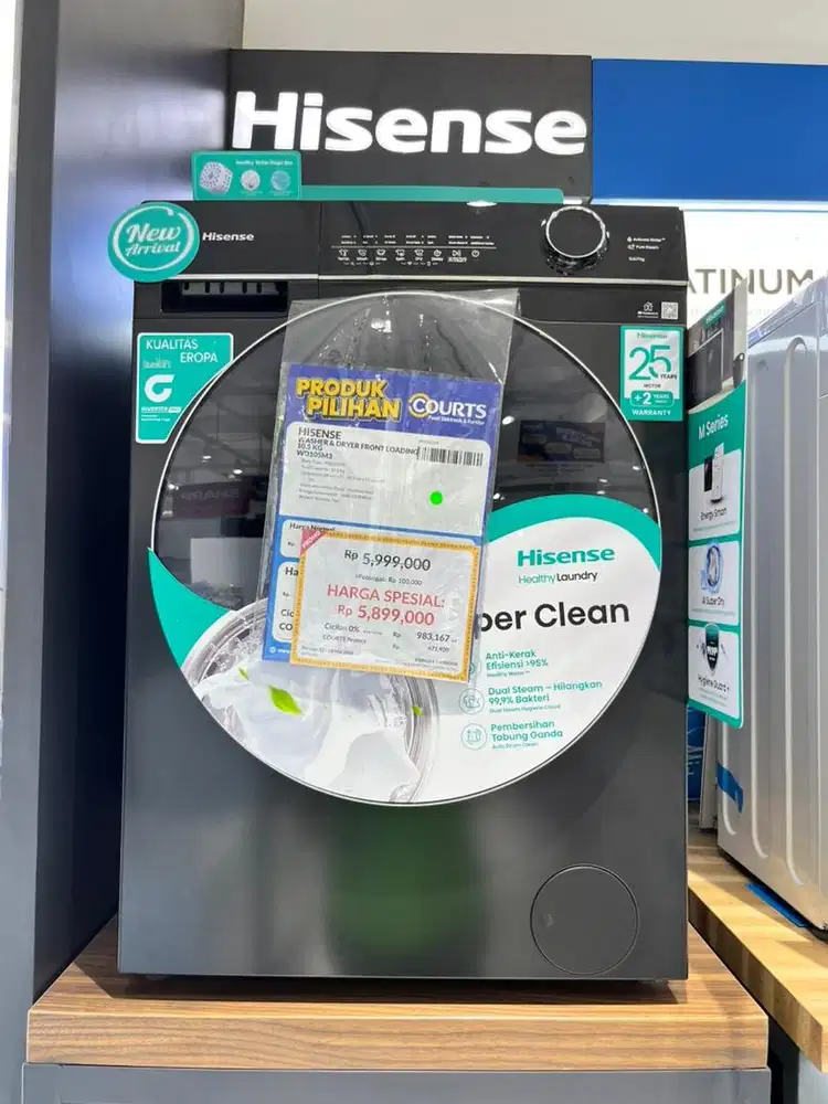HISENSE WASHER & DRYER FRONT LOADING 10.5 KG, BISA CICILAN 0%