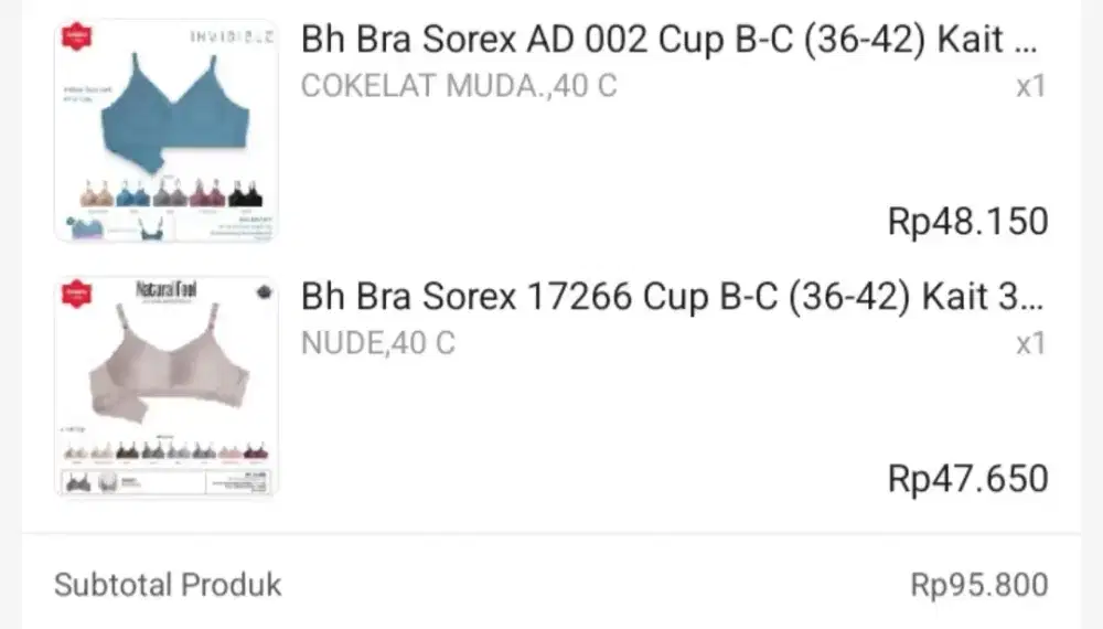 JUAL  CEPAT BRA SOREX NEW