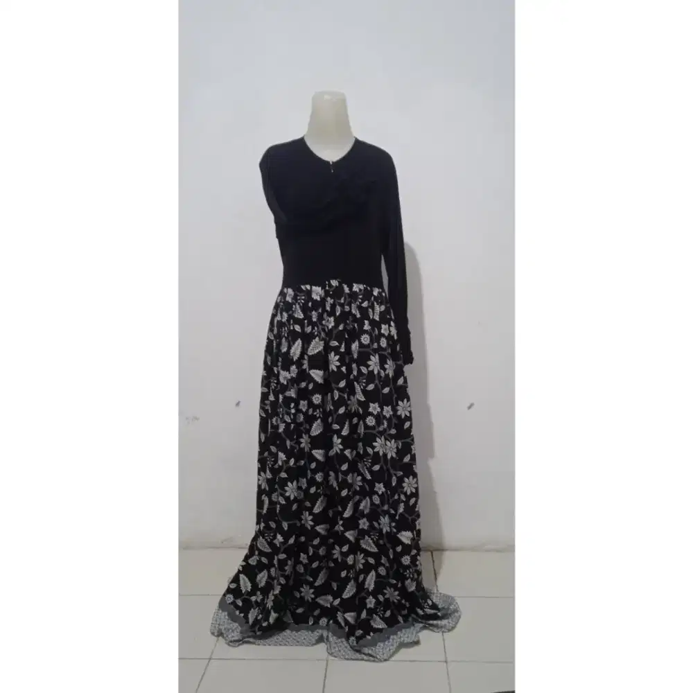 Gamis preloved mix Jersey & wolfis motif like new