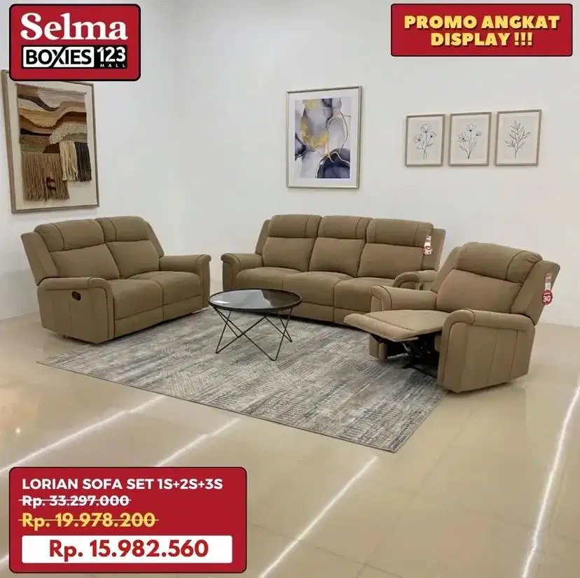Sofa set selonjoran harga cuci gudang