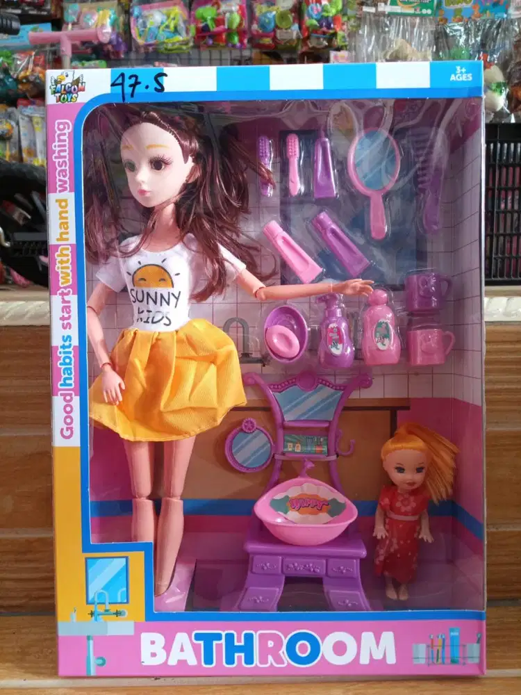 mainan anak brbi bathrom set