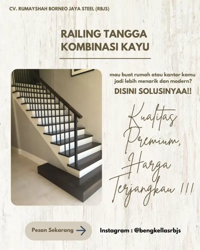 Railling Tangga Kombinasi Kayu