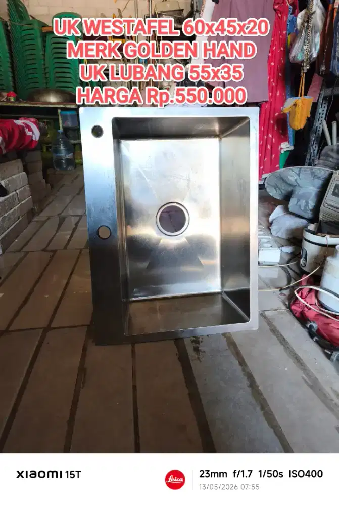 WESTAFEL SINK STAINLESS MERK GOLDEN HAND 60x45x20 BEKAS SEKENREKONDISI