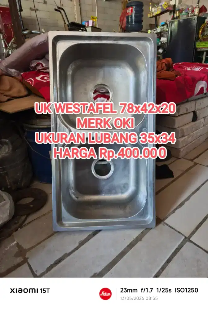 WESTAFEL SINK STAINLESS 2 LUBANG MERK OKI 78x42x20 BEKASSEKENREKONDISI