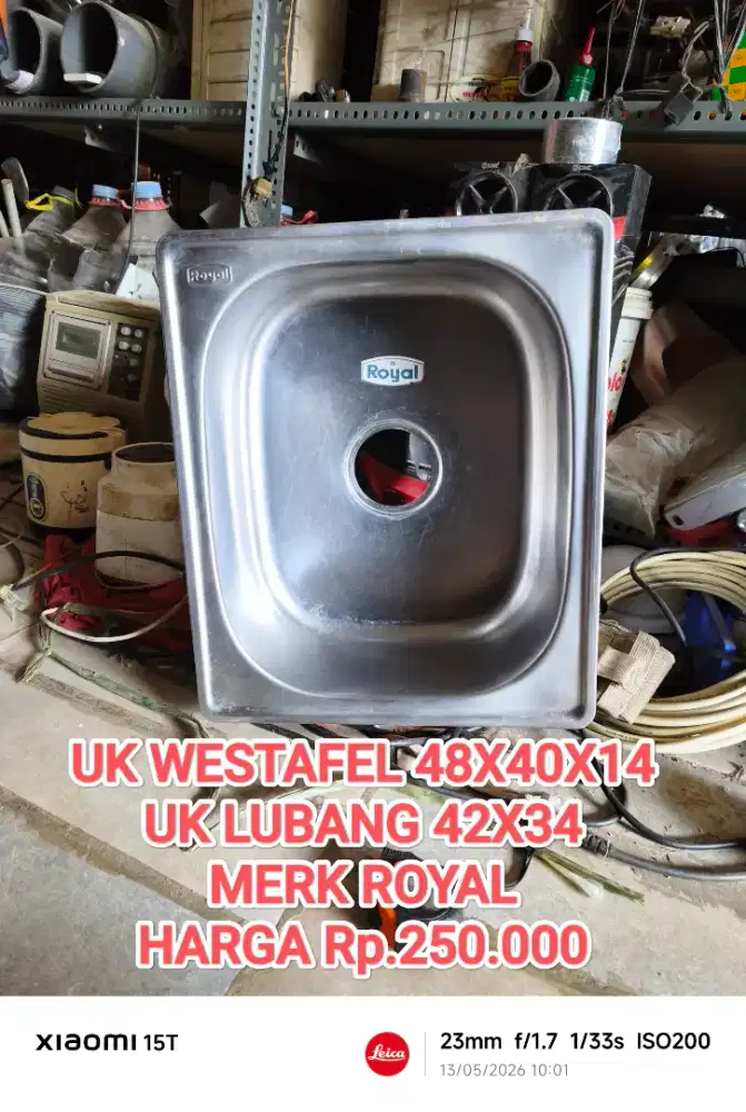 WESTAFEL SINK STAINLESS MERK ROYAL 48X40X14 BEKAS SEKEN REKONDISI