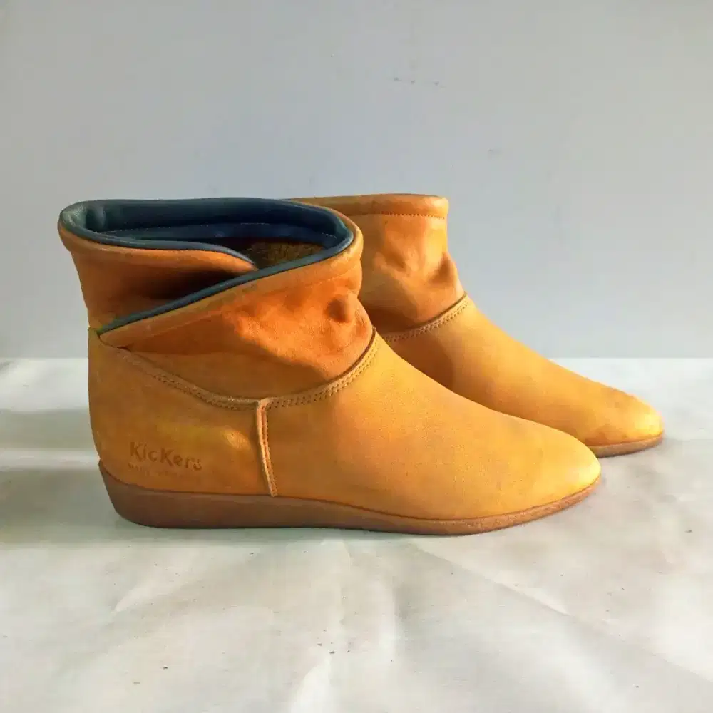 Ankle Boots Kickers Tan Leather Flat Sole • Sepatu Fashion Wanita