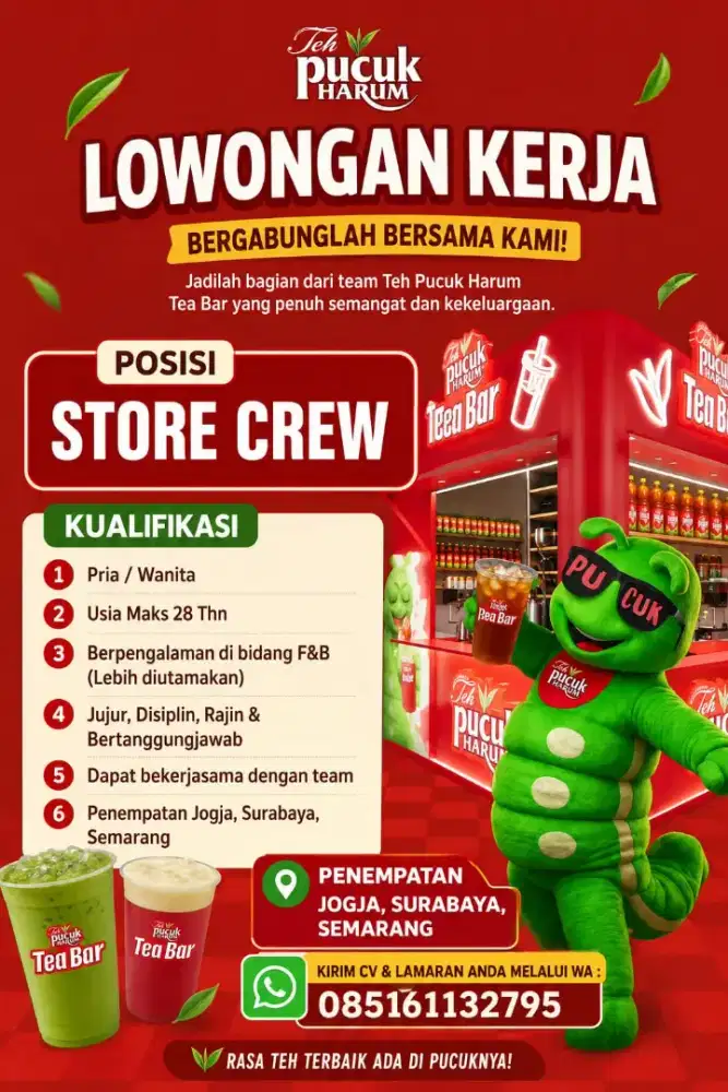 Lowongan Kerja Crew Store Pucuk Tea Bar