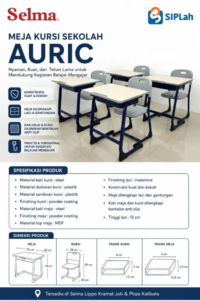 Set Meja Belajar Anak Auric