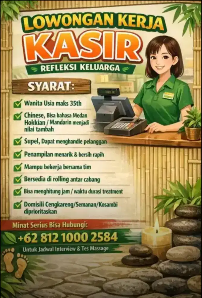 Lowongan Kasir Refleksi Keluarga di Cengkareng