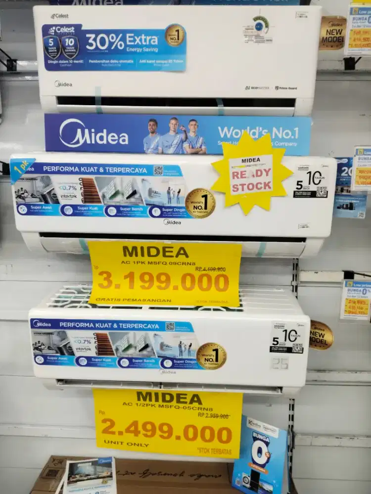 Promo AC midea 1PK bisa nyicil cuma pake KTP dan free pemasangannya