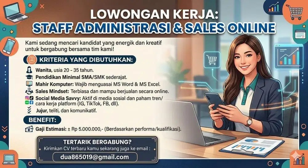 Mencari Sales online dan staff marketing