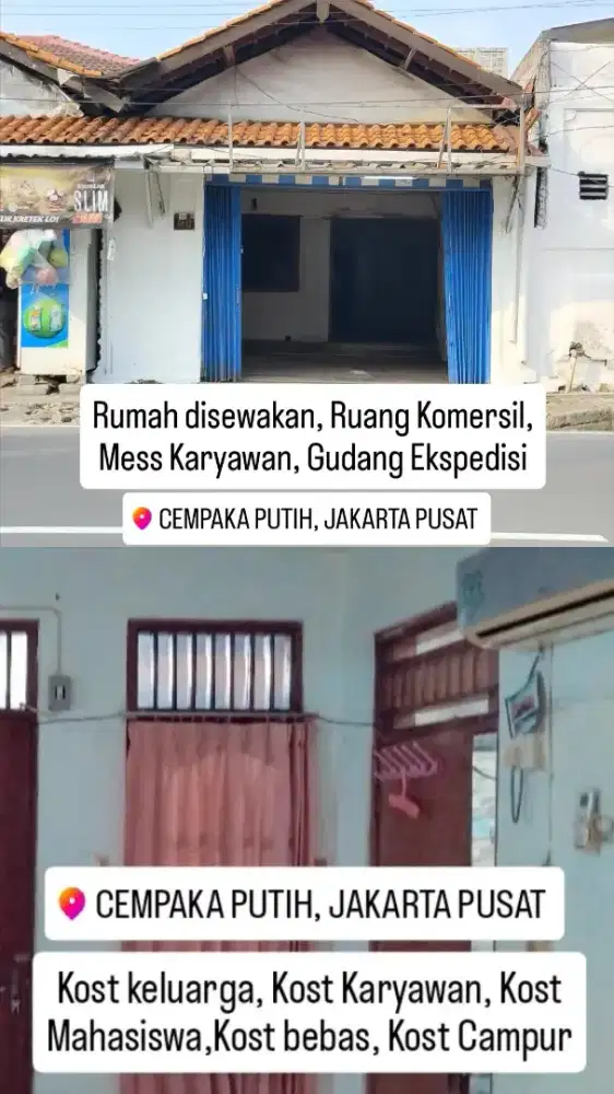 Ruang usaha,Ruang komersial,Rumah Disewakan,Gudang,Kost Karyawan,Mess