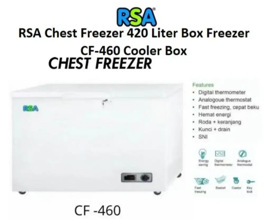 RSA Chest Freezer CF-460 420 Liter Box Freezer Hemat Energi