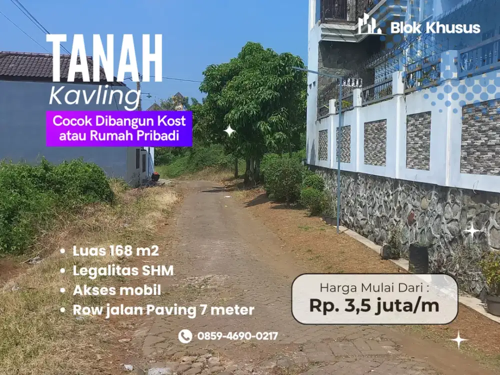 5 Menit Kampus Brawijaya Malang Row Jalan 6 Meter Cocok Dibangun Kost Jual Kavling