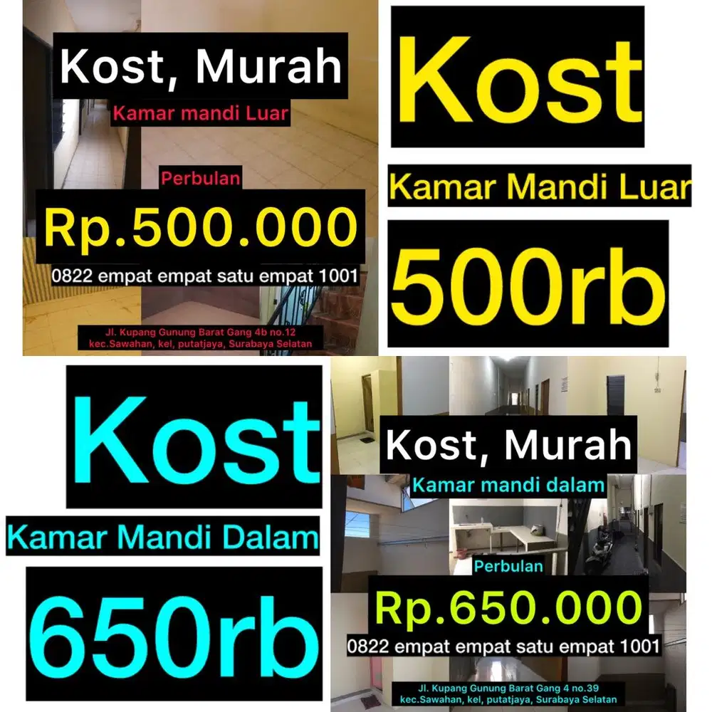 Kost Murah Kamar Mandi Luar Kamar Mandi Dalam