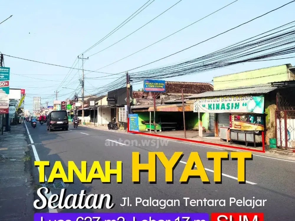 Tanah Selatan Hyatt Jl Palagan Jogja Lt 627 m2 lb 17 m SHM Pekarangan