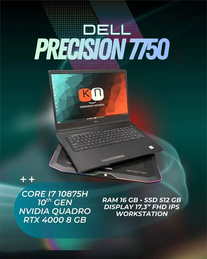 Dell Precision 7750 Core i7 10875H Nvidia Quadro RTX4000 8GB RAM 16GB