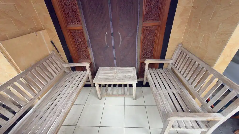 Meja Set Solid kayu jati