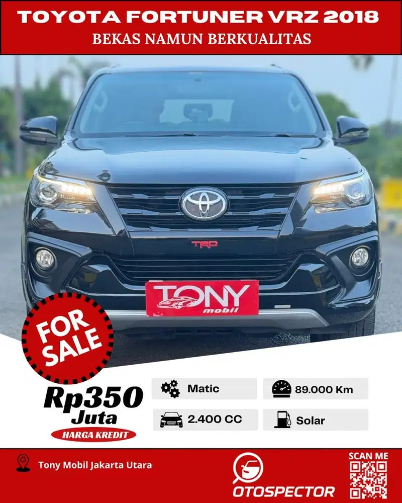 #Tony Mobil# Toyota Fortuner VRZ TRD 2018 Hitam