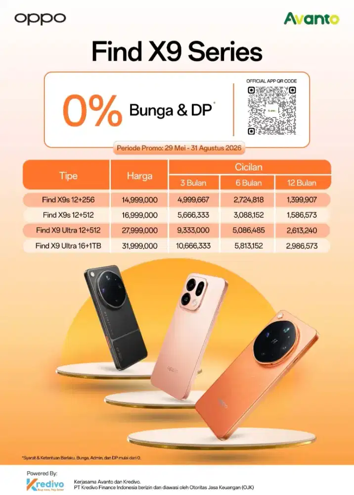 Kredit handphone Oppo Find X9 series