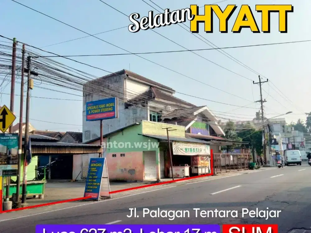 Tanah Selatan Hyatt Jl Palagan Jogja Luas 627 m2 lebar 17 m SHM Pekarangan